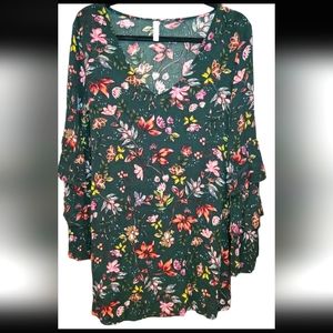 Xhilaration Womens Peasant Long Sleeve Floral Blouse Or Dress Bell Sleeve Medium